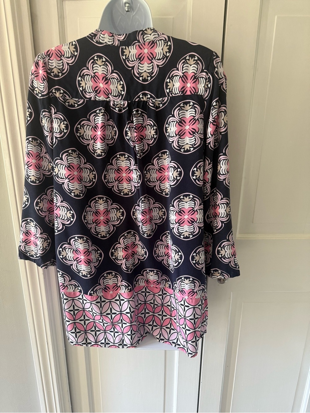 Crown & Ivy Navy Tunic with Pink and White Medallion Print - Picture 3 of 5